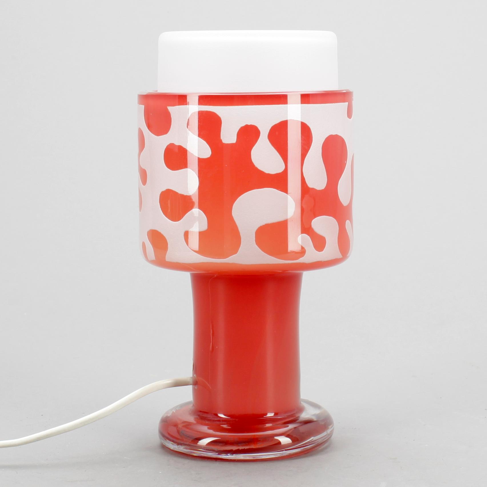 BORDSLAMPA, glas, Ove Sandeberg, Kosta, 1900-talets andra hälft.