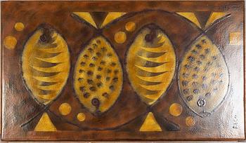 A walnut coffee table, 1960's/1970's, signed Baco.