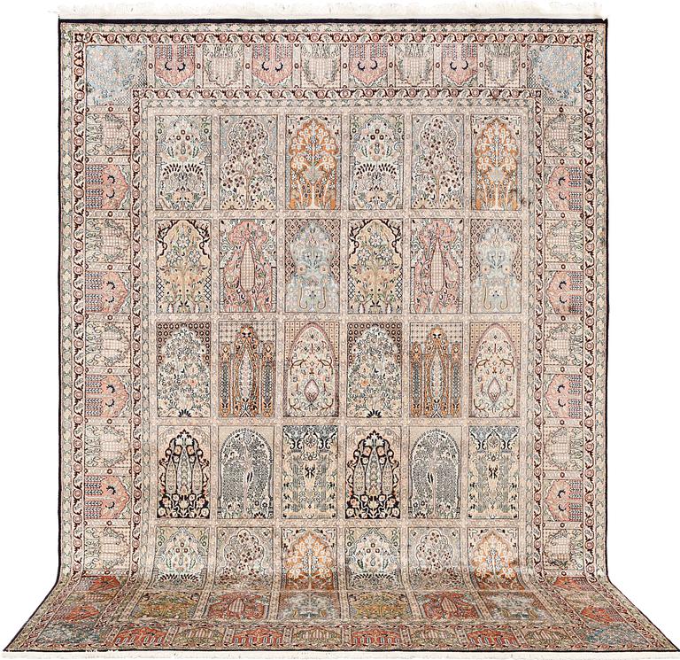 A silk Kashmir carpet, c 316 x 213 cm.