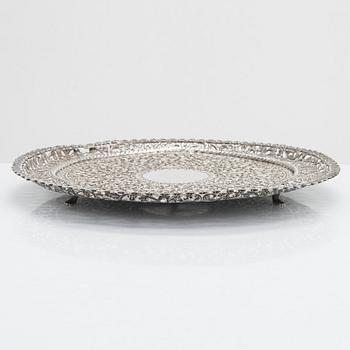 A Indian silver tray, late 19th Century.