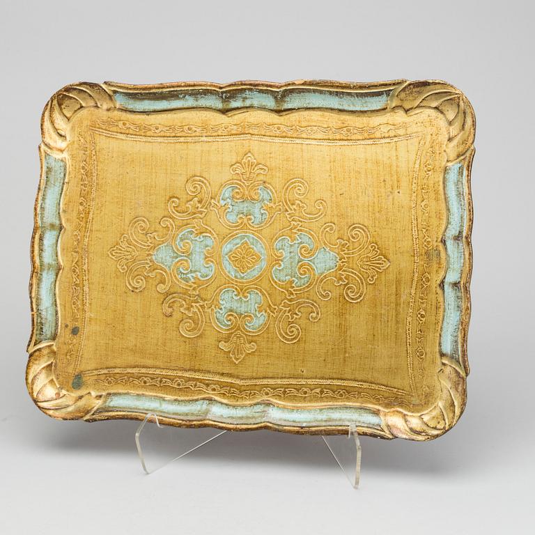 A serving tray and a waste basket, marked Florence Italy, late 20th century,