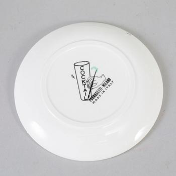 PIERO FORNASETTI, glasunderlägg, 8 st, flintgods, Milano, Italien.