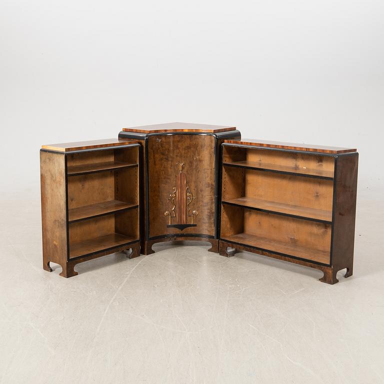 Corner bookcase three dlr 1940s.