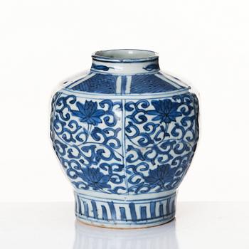 A blue and white jar, Ming dynasty (1368-1644).