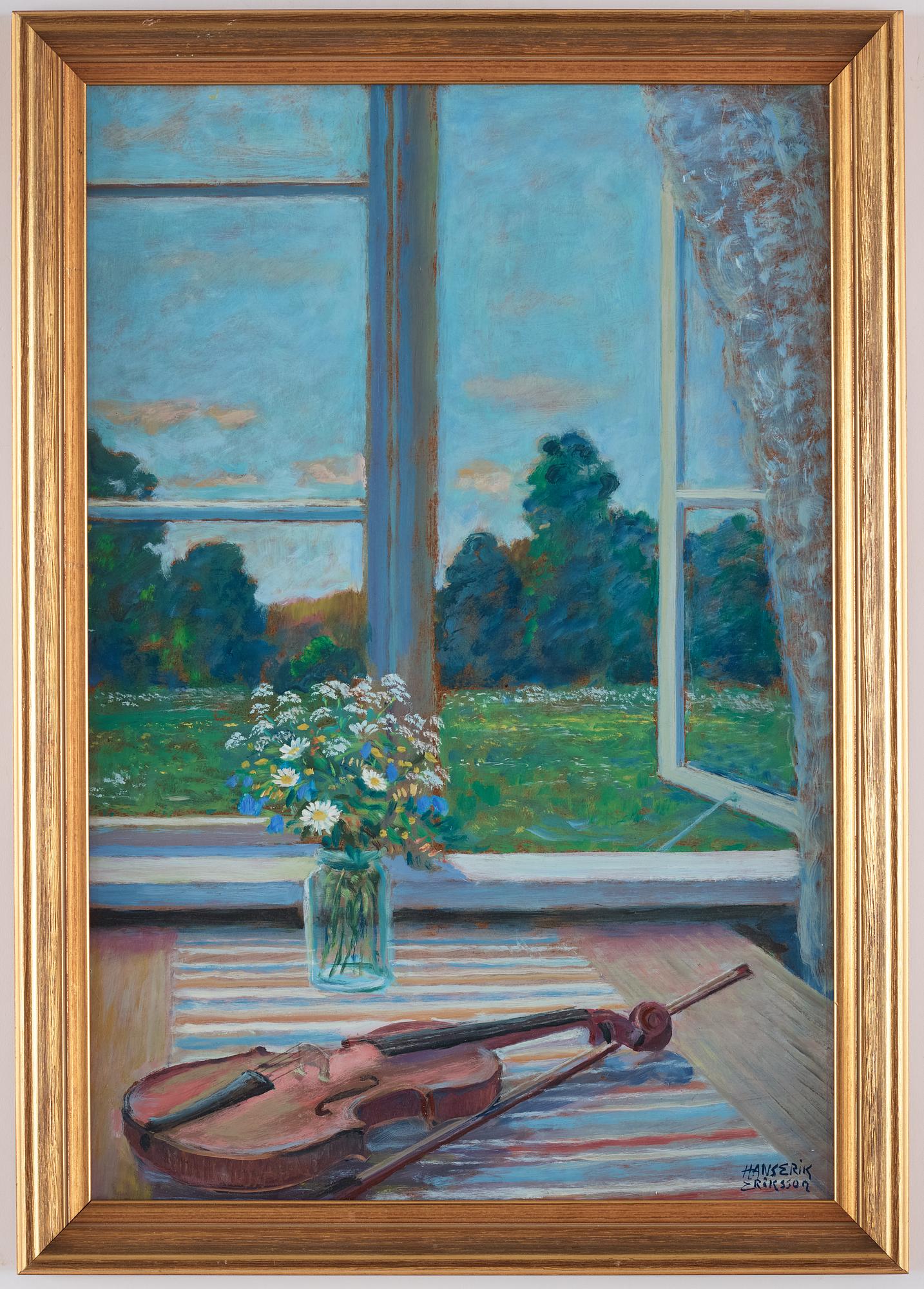 Hans-Erik Eriksson, Stilleben med fiol och blommor.