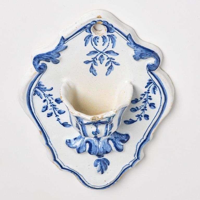 A Swedish Rörstrand faience soap cup, dated 1752.