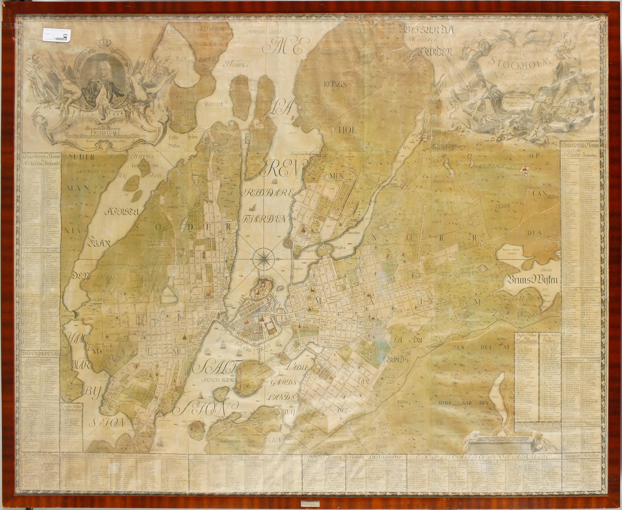 PETRUS TILLAUS, karta, dat 1733.