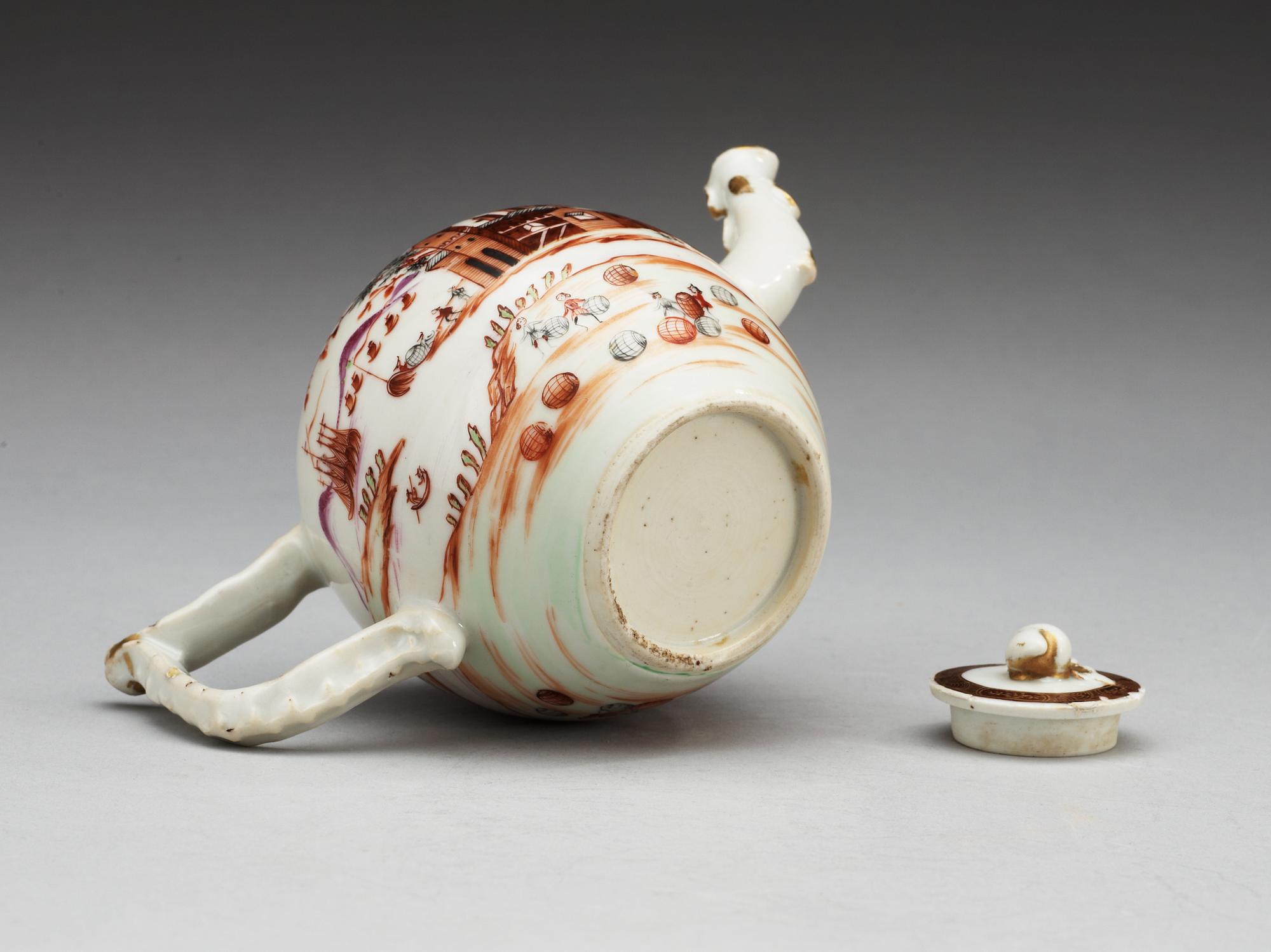 TEKANNA med LOCK, kompaniporslin. Qing dynastin, Qianlong  (1736-95).