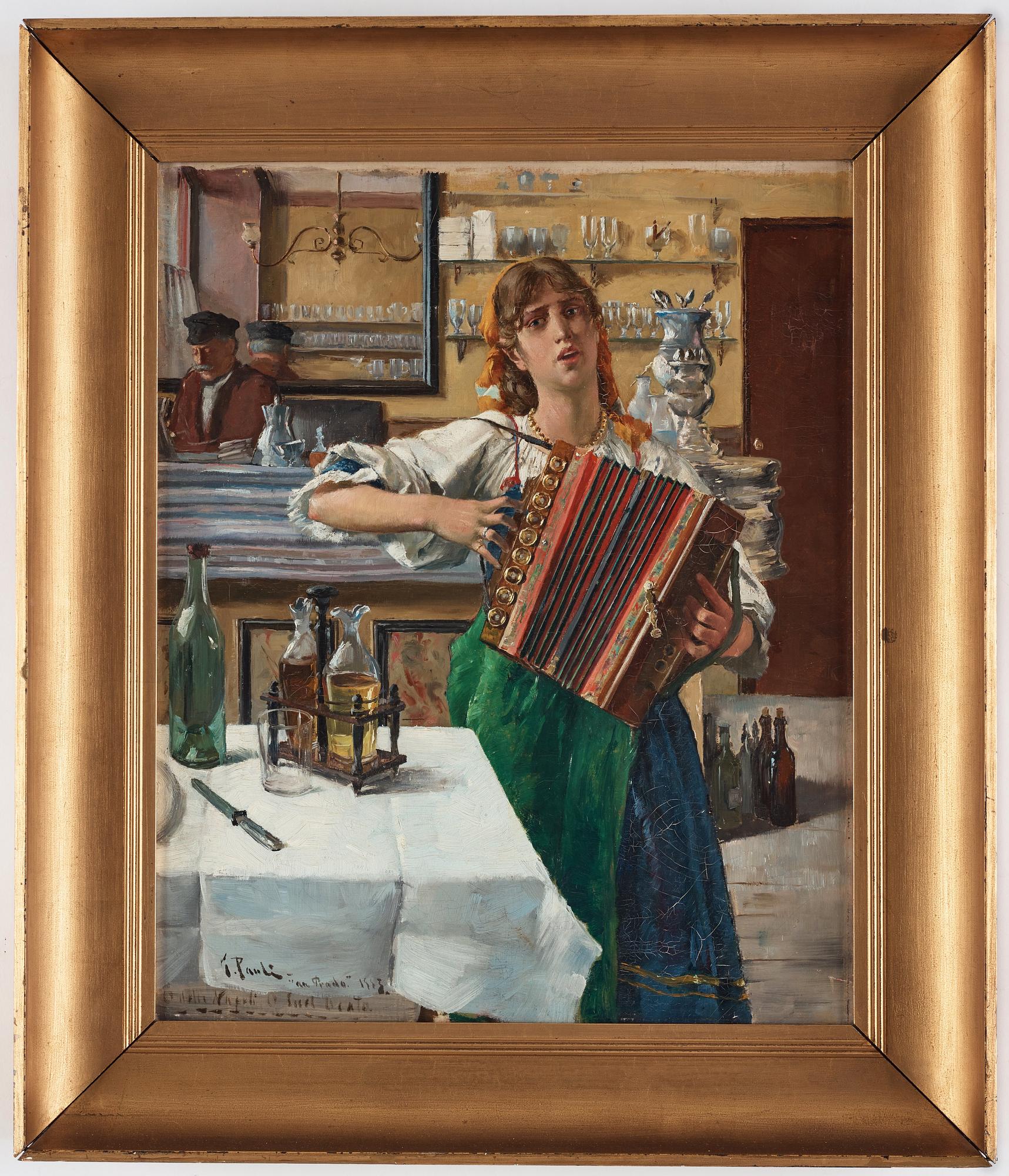 Georg Pauli, "Italienska med dragharmonika" / "En dragspelsvirtuos" (Italian girl with accordion / An accordion virtuoso).