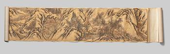 705. A Chinese hanging scroll, ink and color in silk, signed Shen Zhou (1427-1509), after, 20th century.