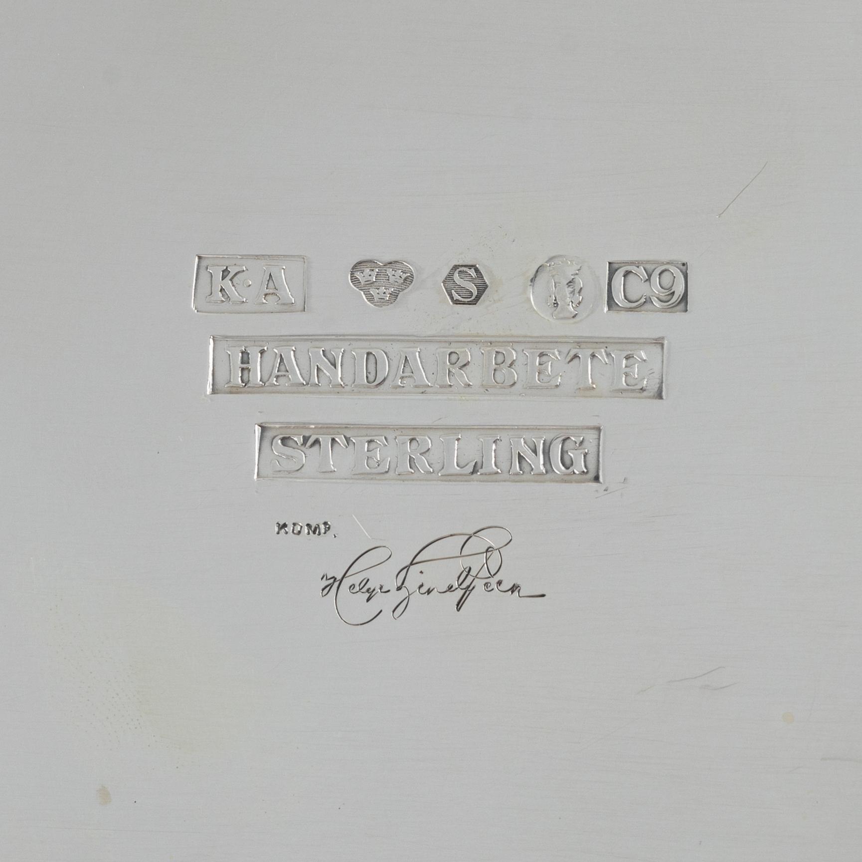 A silver bowl by Helge Lindgren för K Anderson, Stockholm, 1953.