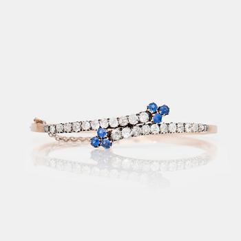 An old-cut diamond and sapphire bracelet.