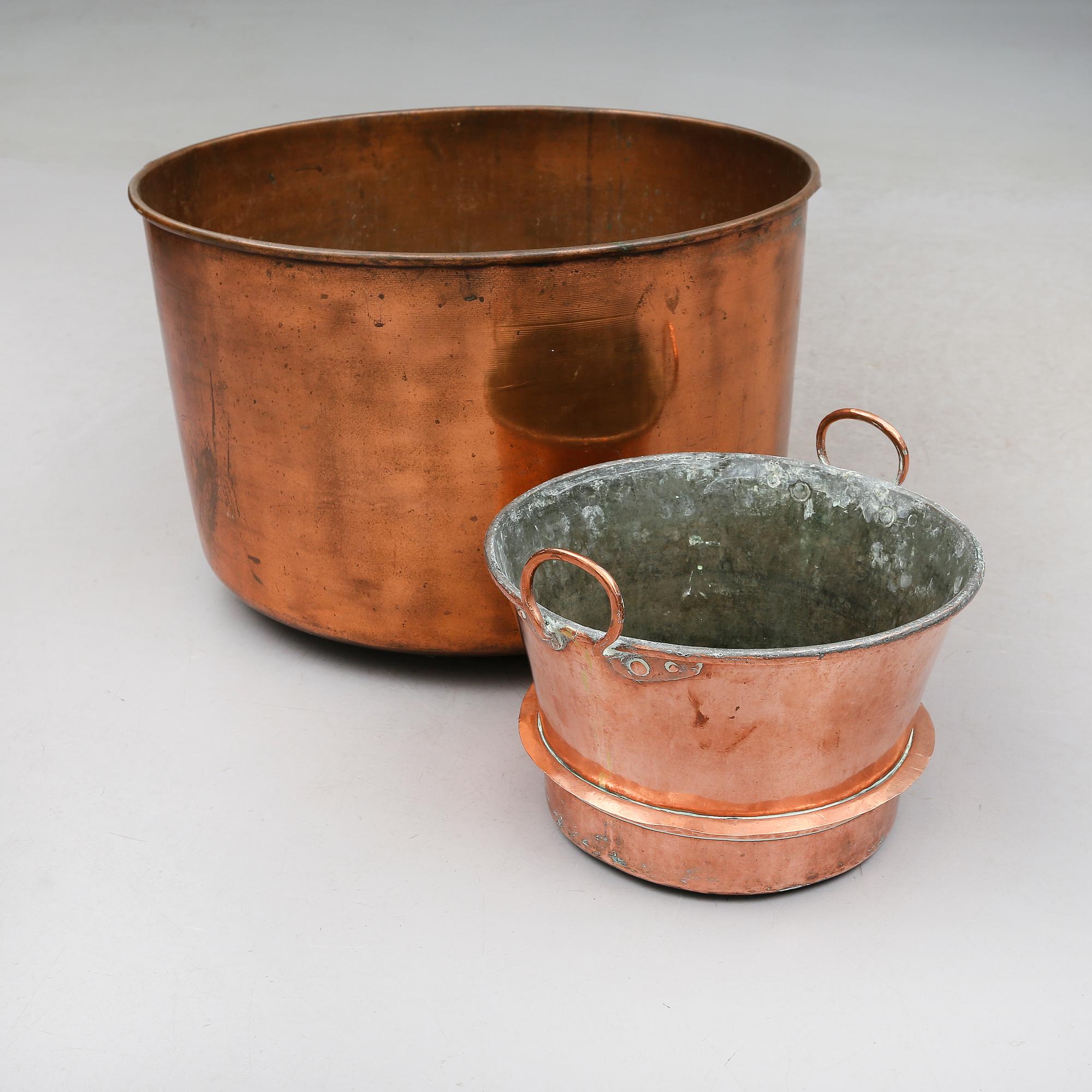 KITTLAR, 2 st, koppar, 1800-tal.