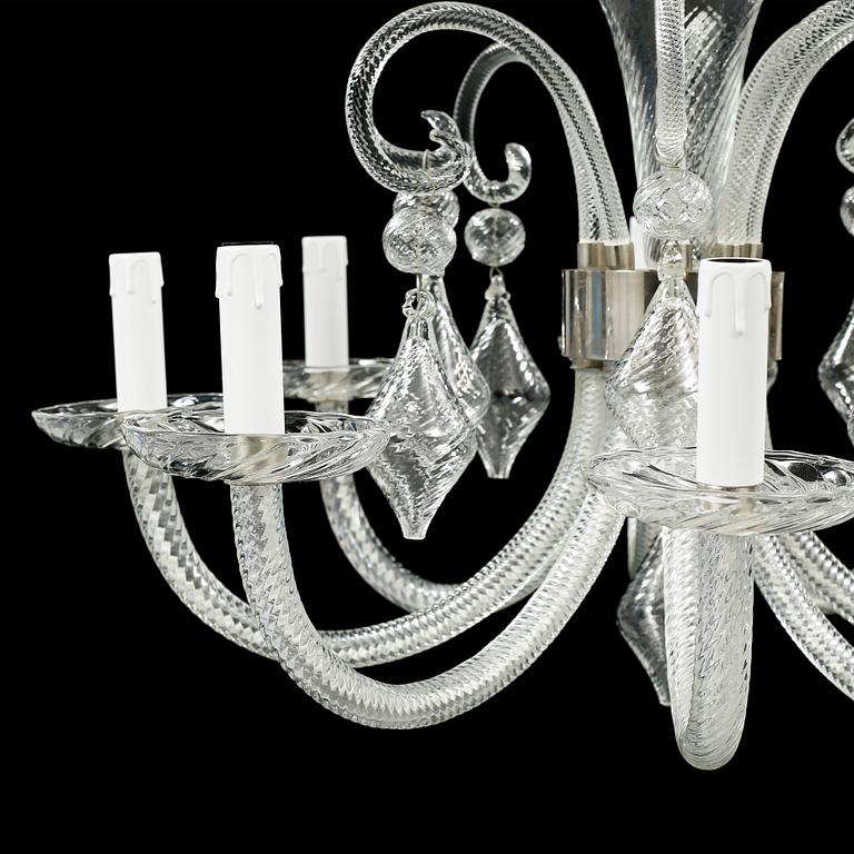 A ceiling lamp, probably made by Orrefors in the second half of the 20th century.