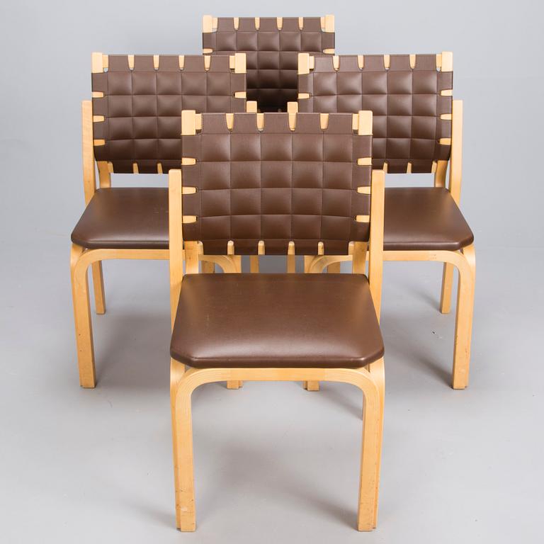 ALVAR AALTO, a set of 4 chairs, model 612, Artek, 1960s.
