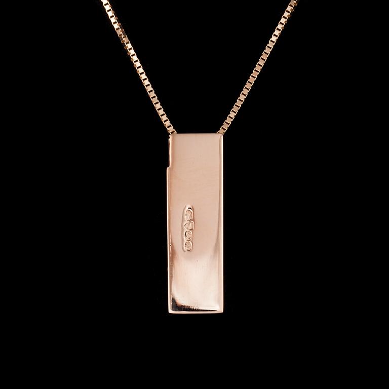 HÄNGSMYCKE, 14K guld, spektrolit, 3 små diamanter. Stämplat av Kultakeskus. Vikt 5,1 g.