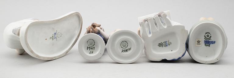 FIGURER, 5 st, porslin, Bing & Gröndahl och Royal Copenhagen.