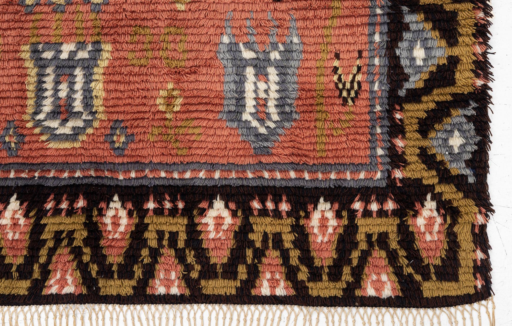 Wall hanging/rug, knotted pile, 1930s, approx. 194 x 138 cm.