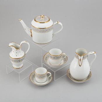 A tete a tete service, Empire, 19th Century. (5 pieces).