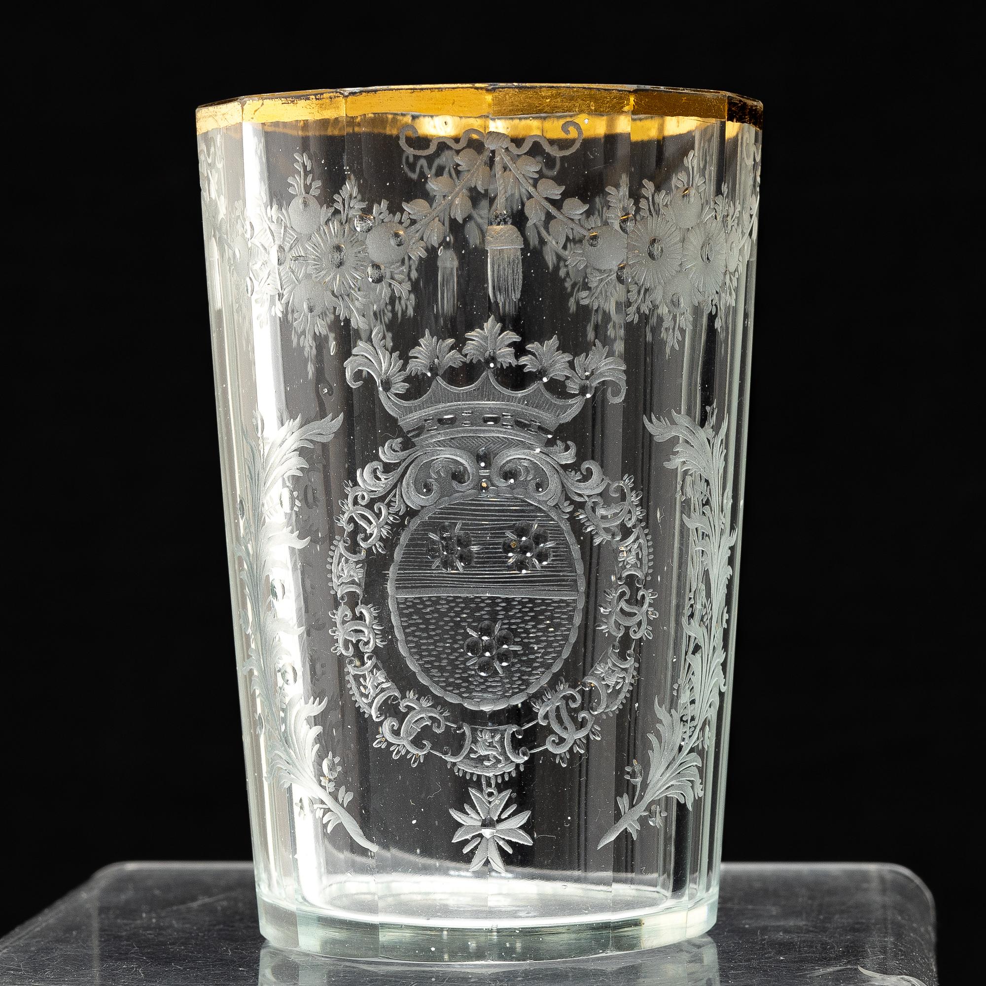 Six historical style glasses, around te year 1900.