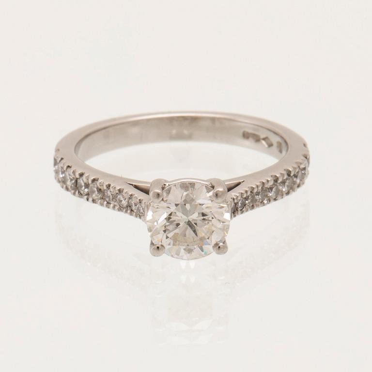 Platinum ring with round brilliant-cut diamonds, GIA cert, Van Bruun.