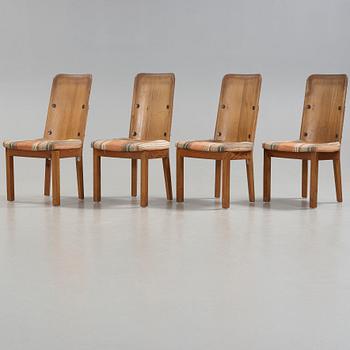 Axel Einar Hjorth, a set of four 'Lovö' stained pine chairs, Nordiska Kompaniet, Sweden 1930's.