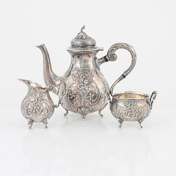 Kaffeservis, 3 delar, silver, Gewe Silvervarufabriken Ab, Malmö 1962.