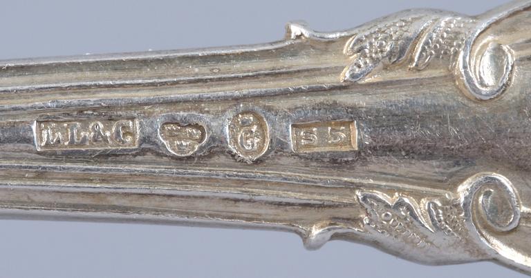 PARTI BESTICK, 12 st, silver, 1800/1900-tal. 560 gram.