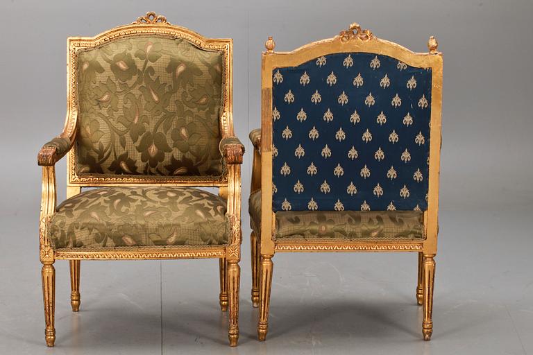 SALONGSMÖBEL, 5 delar, Louis XVI-stil, 1800-tal.