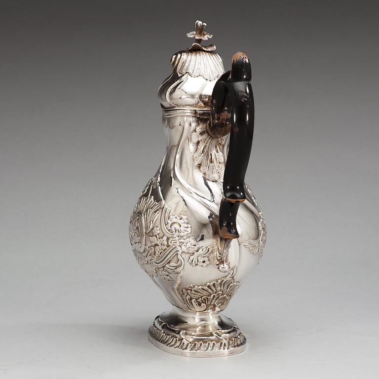 A Swedish 18th century silver coffee-pot, makers mark of Mathias Grahl, Gothenburg 1764.