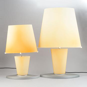 Bordslampor, 2 st, design av Daniela Puppa 1991, Fontana Arte, Italien.