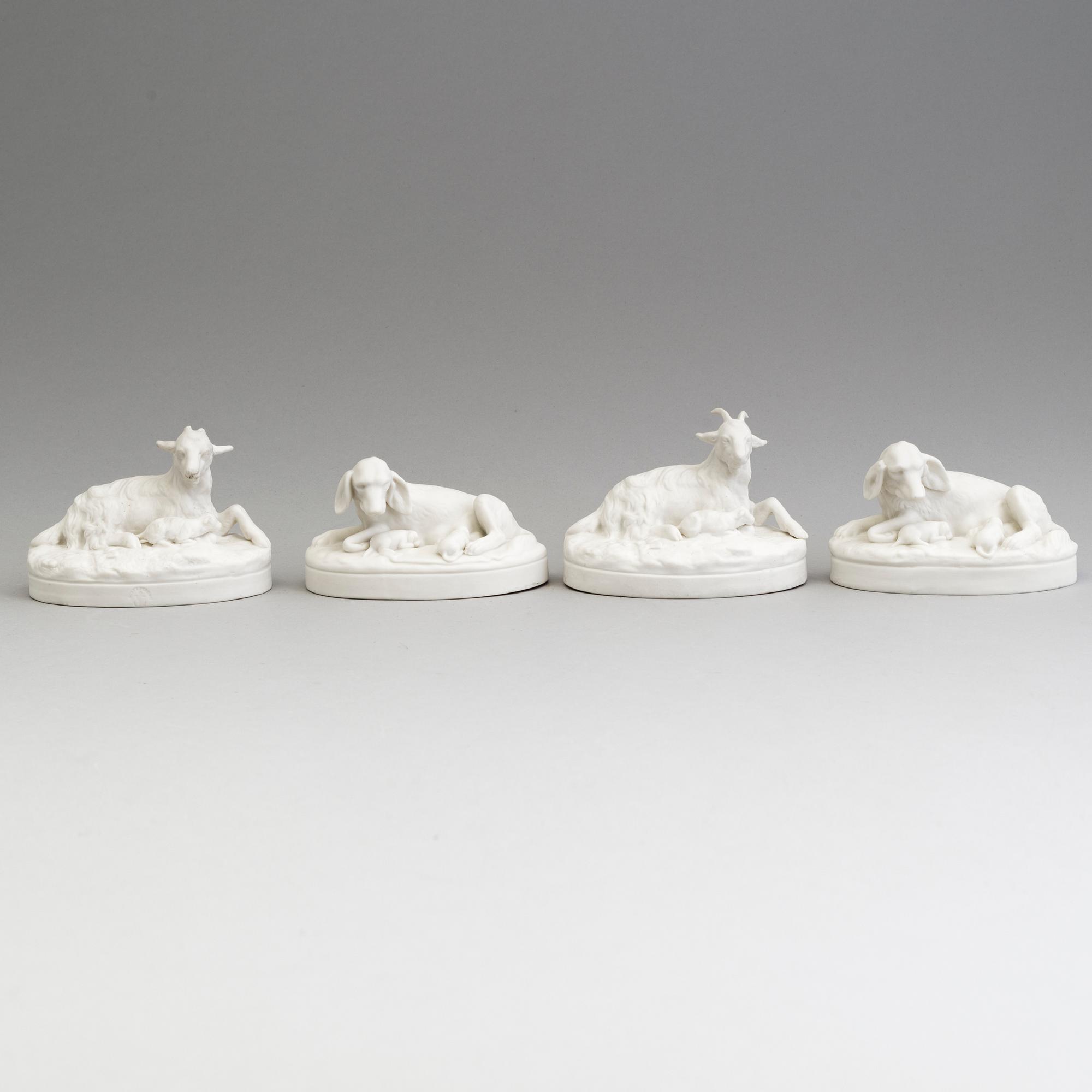 FOUR PARIAN PAPER WEIGHTS, Gustafsberg, ca 1900.
