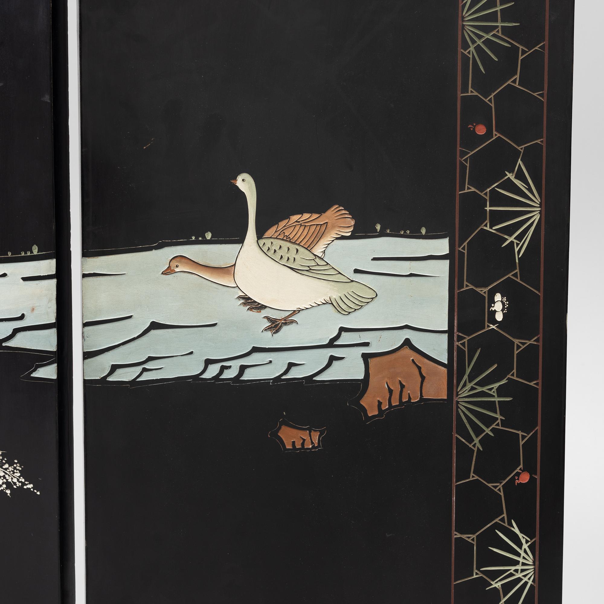 Vikskärmar, ett par, Kina, 1900-talets andra hälft.