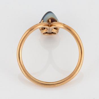Ring 14K guld med bandad agat.