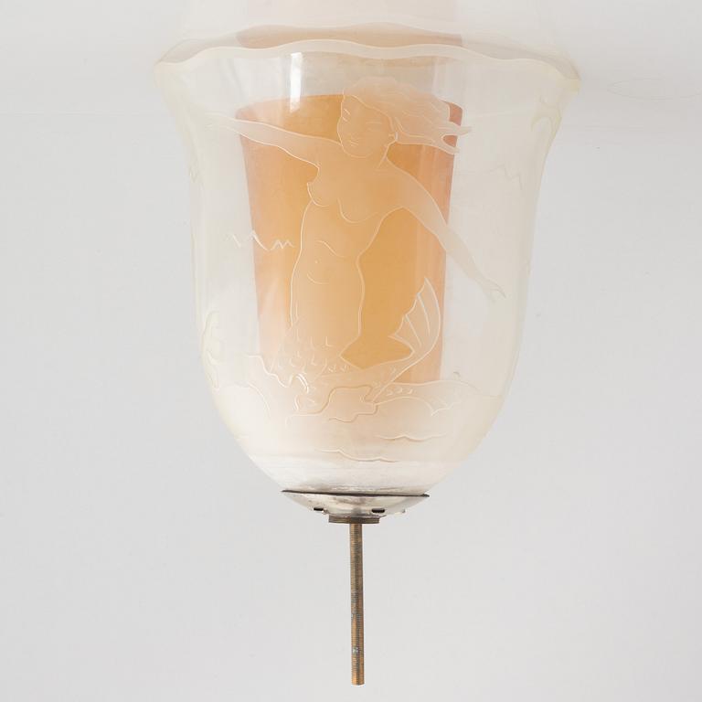 A Swedish Modern lamp shade, Kjell Löwenadler, Glössner, mid-20th Century.