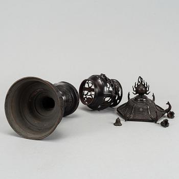 A 20th century Japanese bronze light holder pagoda.