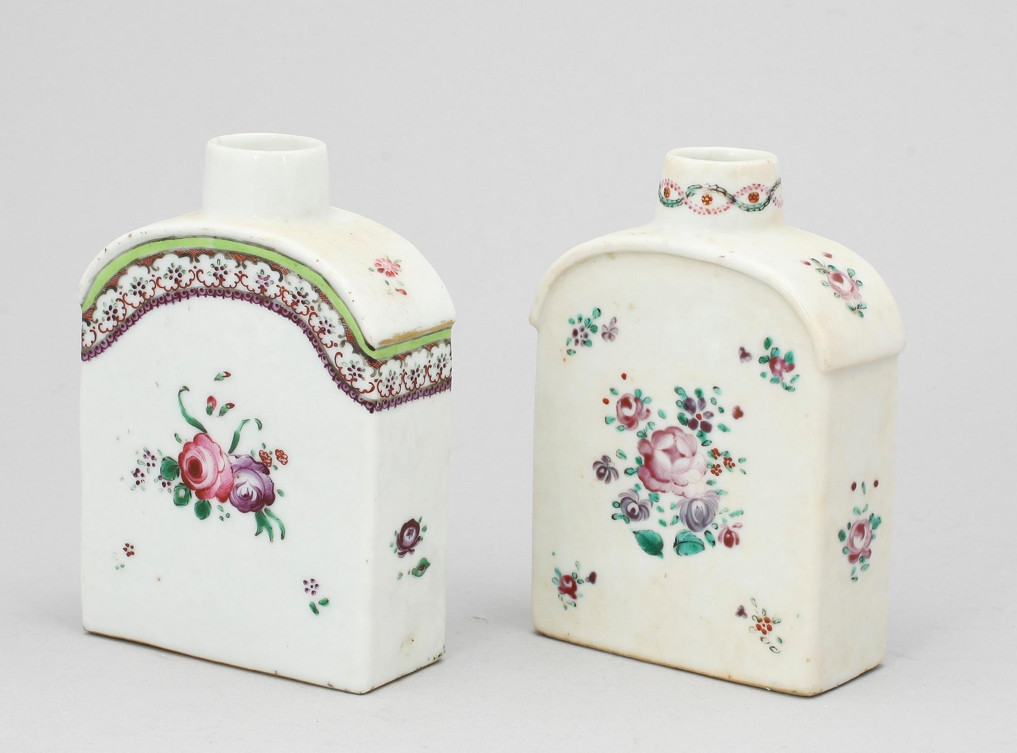 TEDOSOR, två stycken, kompaniporslin. Qing dynastin, Qianlong (1736-95).