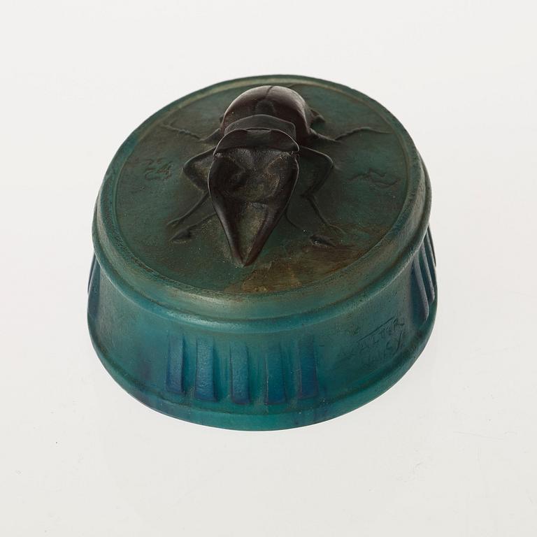 An Almaric Walter & Henri Bergé pate de verre box, France, 1920's.