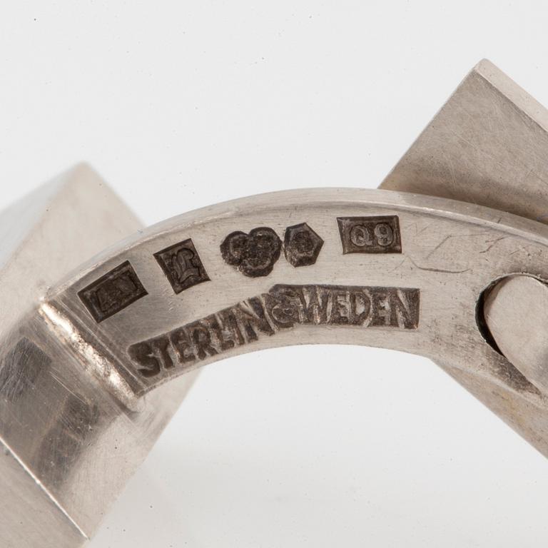 Wiwen Nilsson, manschettknappar, ett par, bergkristall och sterling silver, Lund 1966.