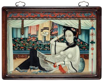 1471. GLASMÅLNINGAR, två stycken. Qing dynastin.