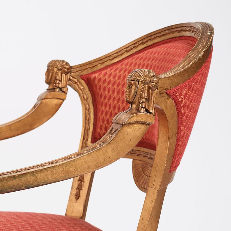 A pair of Swedish chairs in N C Salton's manner,  19th century.