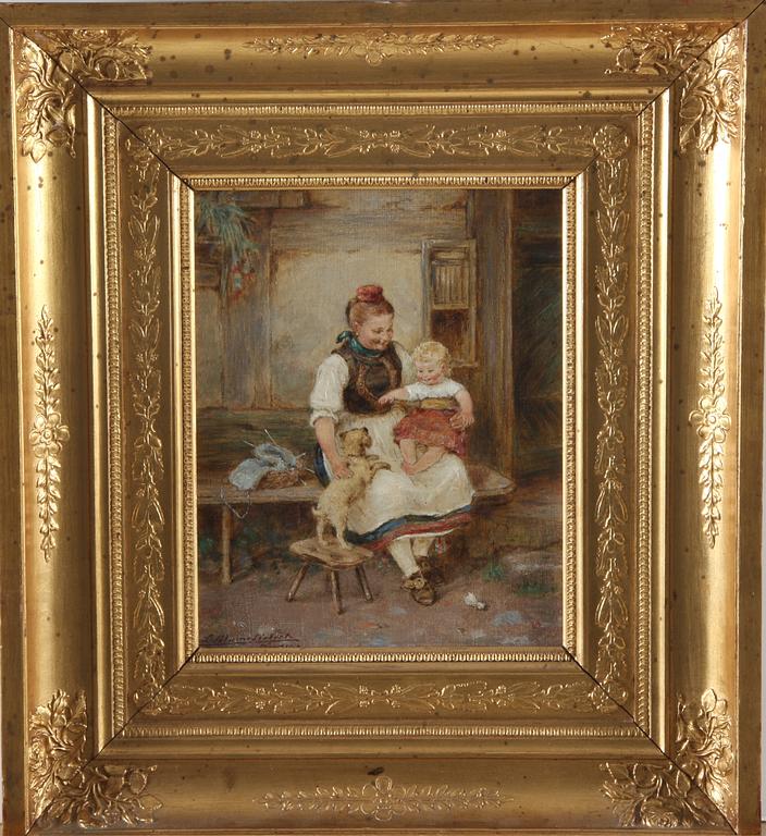 OKÄND KONSTNÄR, olja på duk, otydlig sign Sirbert? München, 1800-talets slut.