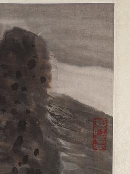 A hanging scroll signed by Liu Baojie (1963-), "Landscape from Hebei-province".