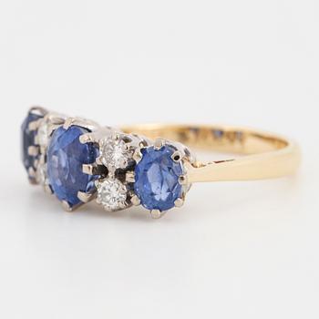 Sapphire and brilliant-cut diamond ring.