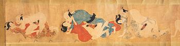 Unidentified artist, Shunga painting, seven erotic scenes, Japan.