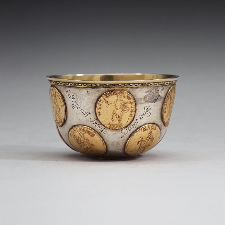 A Swedish 18th century parcel-gilt tumbler, unmarked.