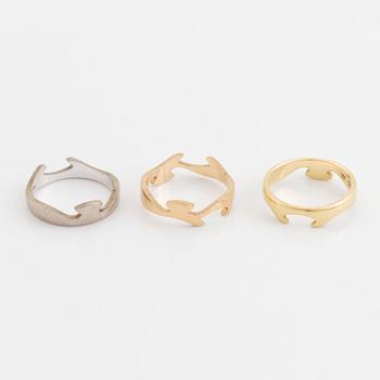 Georg Jensen, "Fusion". Rings 3 pieces, 18K gold, Nina Koppel.