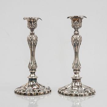 A Pair of Swedish Silver Candlesticks, mark of Gustaf Möllenborg, Stockholm 1848.