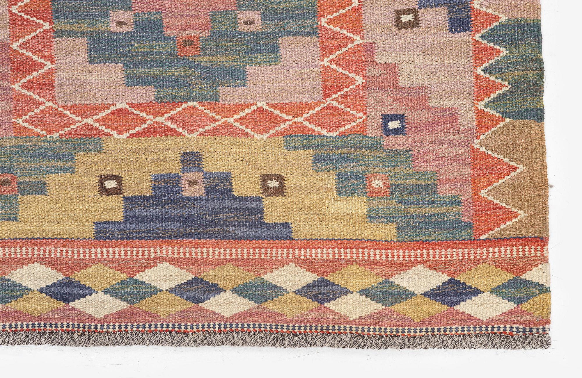 Märta Måås-Fjetterström, matta, "Policolor", rölakan, ca  218 x 119 cm, signerad MMF.