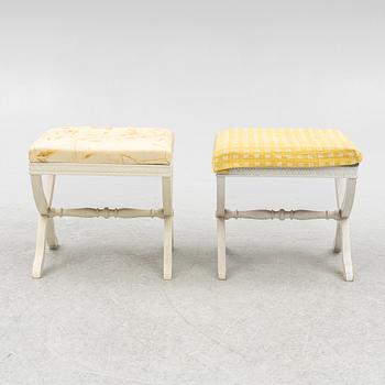 Stools, a pair, Gustavian style, first half of the 20th century.
